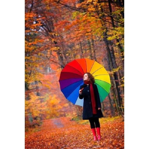 Szivárványos 16 színű esernyő 130 cm átmérő - automata