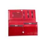 Kroko Mander női pénztárca, piros, kígyómintás, lakkbőr J11-016