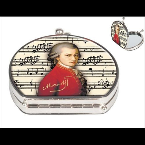 Zsebtükör nagyítós 7x7,5x2,5cm, textilbevonatú, Mozart