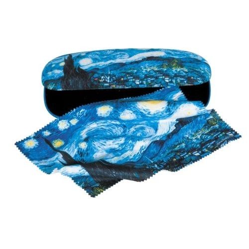 Szemüvegtok textil bevonatú, törlőkendővel 16x4x6,5cm, Van Gogh: Csillagos éj