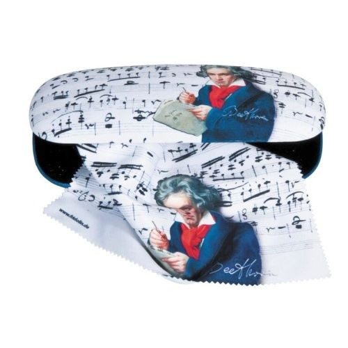 Szemüvegtok textilbevonatú  törlőkendővel, 16x4x6,5cm, Beethoven