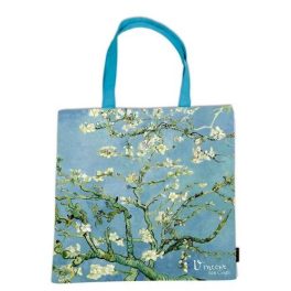   Textil bevásárlótáska 38x40cm, polyester, Van Gogh: Mandulavirágzás