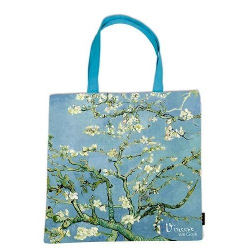 Textil bevásárlótáska 38x40cm, polyester, Van Gogh: Mandulavirágzás