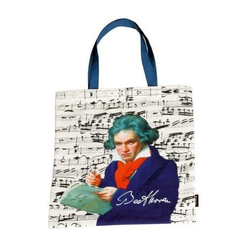 Textil bevásárlótáska 38x40cm, polyester, Beethoven