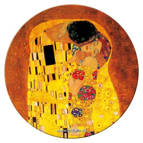 Táskatükör fém, egyoldalas, 7,6cm, Klimt: The kiss