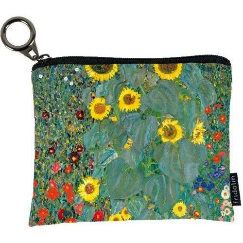 Mini pénztárca, polyester, 12x1,5x10cm, Klimt: Kert napraforgókkal