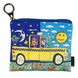   Mini pénztárca, polyester, 12x1,5x10cm, James Rizzi: Taxi and Some Pigeons