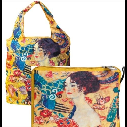 Táska a táskában, polyester, Klimt: Lady with Fan, 42x48cm, összehajtva 16x13cm