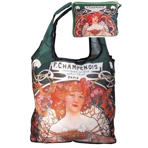 Táska a táskában, polyester, Mucha: Champenois, 42x48cm, összehajtva: 16x13cm