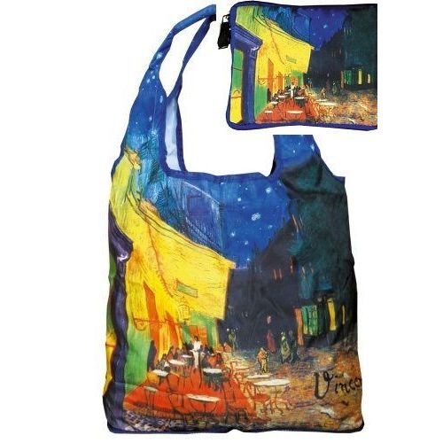Táska a táskában, polyester, Van Gogh: Kávéház éjjel, 42x48cm, Összehajtva: 16x13cm