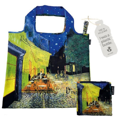 ECO bevásárló táska újrahasznosított műanyag palackból,48x60cm, összehajtva: 15x12cm, Van Gogh: Kávéház éjjel