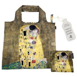   ECO bevásárló táska újrahasznosított műanyag palackból,48x60cm, összehajtva: 15x12cm, Klimt: The Kiss