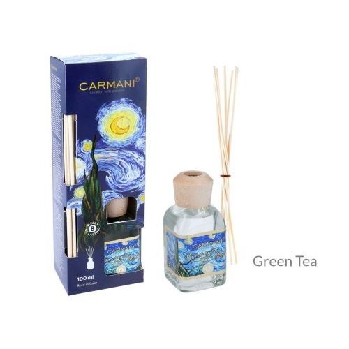 Szobaillatosító 100ml, Van Gogh: Csillagos éj dobozban, rattanpálcikával, Green Tea