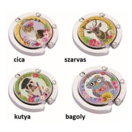 Táskatartó üveg-fém,4,5cm, Fancy Animal